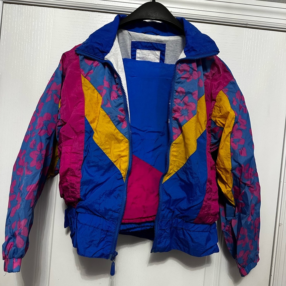 Kids Colorblock Swish Windbreaker Jacket & Matching Pants - Blue, Pink & Yellow